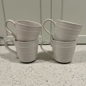 BEE & WILLOW Cream Speckled Ribbed Stoneware Coffee Tea Mug | Set of 4